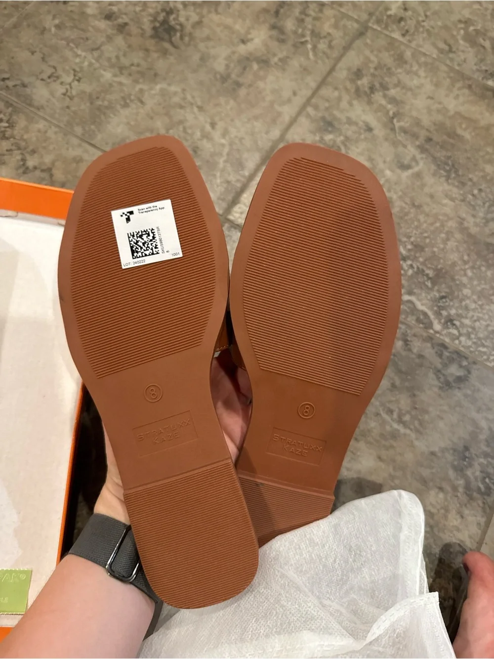 🍝Brown Leather Stratuxx Kaze Slide Sandals - Women